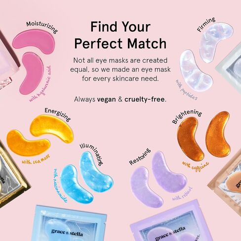 grace & stella Under Eye Patches for Puffy Eyes and Dark Circles (Retinol, 24 Pairs) Restoring Gel Under Eye Masks with Hyaluronic Acid - Vegan Cruelty-Free Skincare Birthday Gifts for Women in Saudi Arabia
