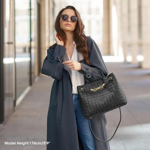 حقيبة كاتي المنسوجة للنساء وحقائب اليد وحقائب الكتف من الجلد المحبب للعمل أثناء السفر in Kuwait