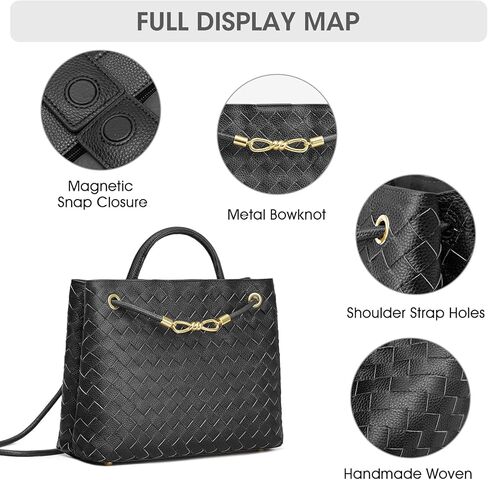 حقيبة كاتي المنسوجة للنساء وحقائب اليد وحقائب الكتف من الجلد المحبب للعمل أثناء السفر in Kuwait