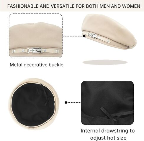 Aivtalk Women Artist Beret Solid Color French Beret Classic Cotton Cap with Metal Decorative Buckle in Saudi Arabia
