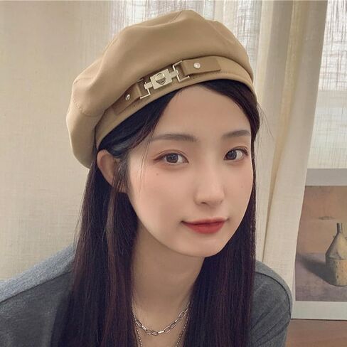 Aivtalk Women Artist Beret Solid Color French Beret Classic Cotton Cap with Metal Decorative Buckle in Saudi Arabia