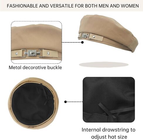 Aivtalk Women Artist Beret Solid Color French Beret Classic Cotton Cap with Metal Decorative Buckle in Saudi Arabia