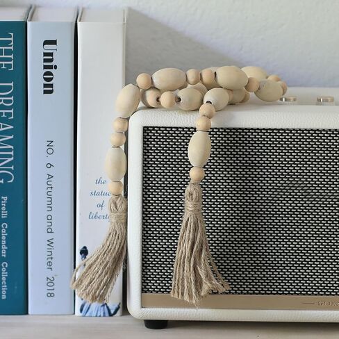 Z & Z الزينة 41 "الخشب حبة جارلاند شرابة جارلاند ديكور بوهو الحديثة مزرعة ديكور طاولة القهوة رف كتب المطبخ ريفي ديكور المنزل in Kuwait