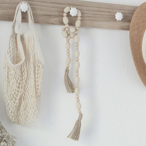 Z & Z الزينة 41 "الخشب حبة جارلاند شرابة جارلاند ديكور بوهو الحديثة مزرعة ديكور طاولة القهوة رف كتب المطبخ ريفي ديكور المنزل in Kuwait