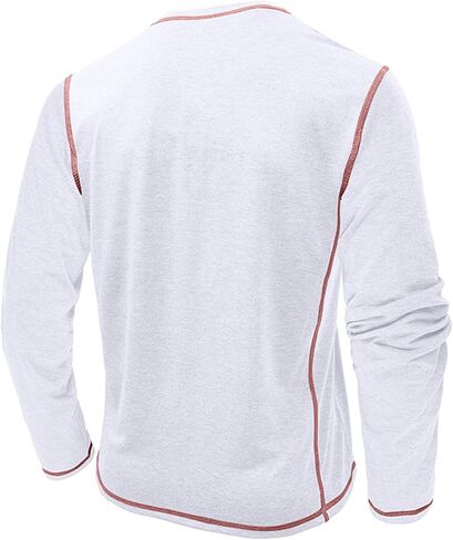 Mens Henley Shirts Casual Long Sleeve Button T-Shirts Basic Slim Fit Lightweight Tops in Kuwait