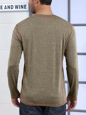 Mens Henley Shirts Casual Long Sleeve Button T-Shirts Basic Slim Fit Lightweight Tops in Saudi Arabia
