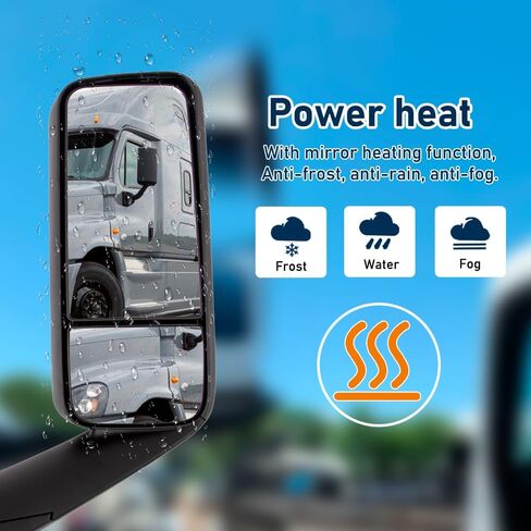 For Freightliner Cascadia 2018 onwards Door Mirror Assembly Heated Defrost Motorized Rear View Mirror Driver Side/Left Side LH (Black) in Kuwait