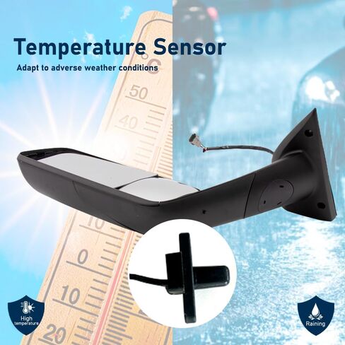 For Freightliner Cascadia 2018 onwards Door Mirror Assembly Heated Defrost Motorized Rear View Mirror Driver Side/Left Side LH (Black) in Kuwait