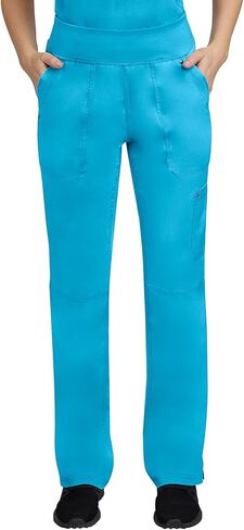 مجموعة فرك الأيدي العلاجية للنساء مع 7 جيوب، توب فرك برقبة على شكل حرف V 2245 وبنطال فرك حزام خصر محبوك 9133، تركواز - توب XL/بنطال XL in Kuwait