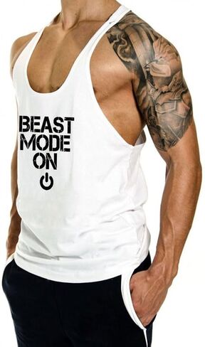 Men's Gym Tank Tops Y-Back Workout Muscle Tee Bodybuilding Stringer Fitness Sleeveless T-Shirts in Kuwait