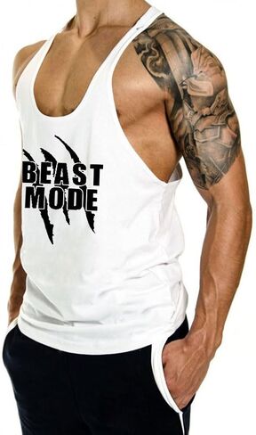 Men's Gym Tank Tops Y-Back Workout Muscle Tee Bodybuilding Stringer Fitness Sleeveless T-Shirts in Kuwait