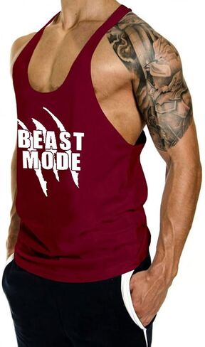 Men's Gym Tank Tops Y-Back Workout Muscle Tee Bodybuilding Stringer Fitness Sleeveless T-Shirts in Kuwait