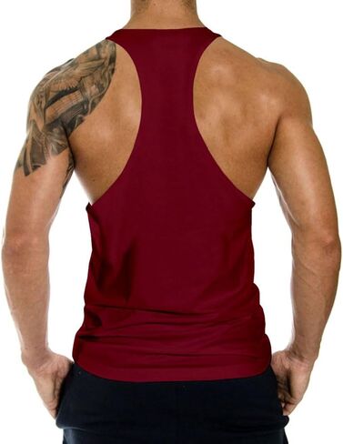 Men's Gym Tank Tops Y-Back Workout Muscle Tee Bodybuilding Stringer Fitness Sleeveless T-Shirts in Kuwait