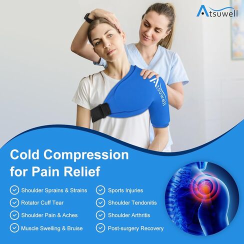 Atsuwell الكتف حزمة الجليد التفاف، الكتف حزمة الجليد الدوار الكفة العلاج البارد، هلام الجليد حزمة الكتف ضغط الأكمام للنساء الرجال، الكتف حزمة الباردة كم لتخفيف الألم، تورم، والانتعاش in Kuwait