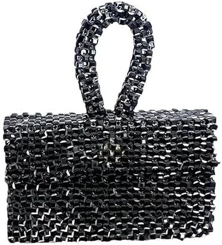Manara Long Handmade Middle Eastern Women's Handbag/Purse - Light Weight Acrylic - Flashing Colors - Stylish (black) in Saudi Arabia