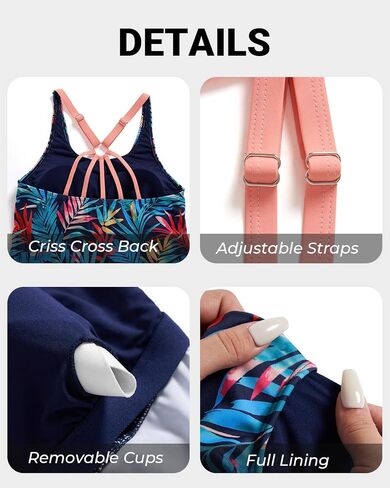 Tankini Swimsuits with Shorts - Two Piece Tummy Control Bathing Suit Side Tie Top with Boy Short Bottom in Kuwait