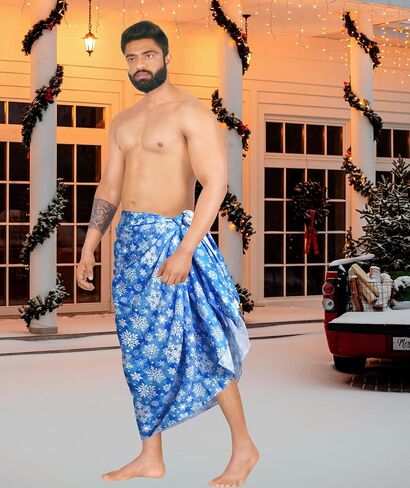 HAPPY BAY Men's Christmas Tree Holiday Bath Trunk Swimsuit Vacation Party Santa Gifts Sarong Pareo Beach Lava Lava Wrap in Saudi Arabia