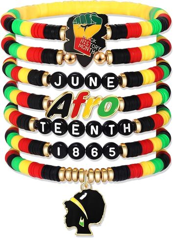 FAERLIIRY Beaded African Bracelets Black Women bracelets Preppy Bracelets Friendship Bracelets Clay Bead Bracelet Africa Map Heart Charm Bracelets Summer Bracelets African Jewelry for Women in Kuwait