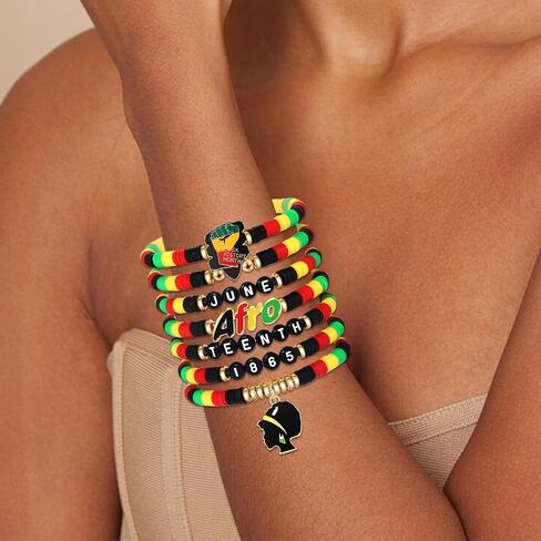 FAERLIIRY Beaded African Bracelets Black Women bracelets Preppy Bracelets Friendship Bracelets Clay Bead Bracelet Africa Map Heart Charm Bracelets Summer Bracelets African Jewelry for Women in Kuwait