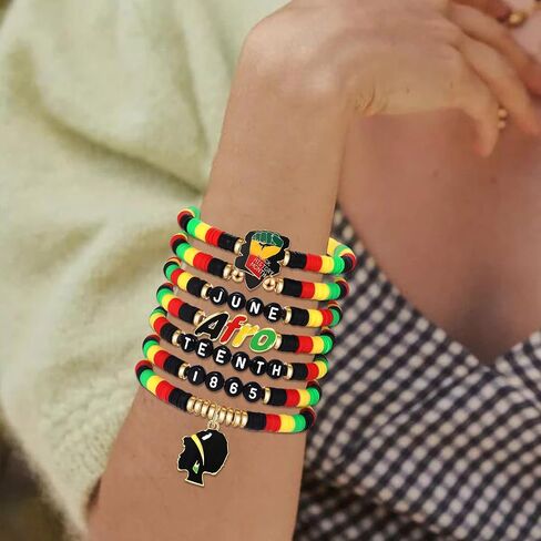 FAERLIIRY Beaded African Bracelets Black Women bracelets Preppy Bracelets Friendship Bracelets Clay Bead Bracelet Africa Map Heart Charm Bracelets Summer Bracelets African Jewelry for Women in Kuwait