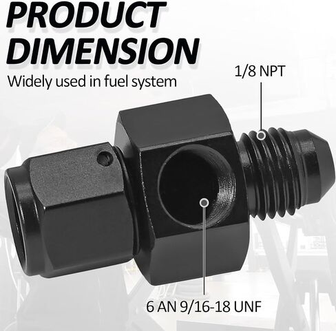 6AN Fuel Pressure Gauge Take Off Fitting Adapter, 6AN Male Flare to Female Swivel with 1/8 NPT Gauge Port Hose Adapter, Aluminum in Saudi Arabia