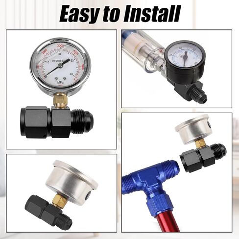 6AN Fuel Pressure Gauge Take Off Fitting Adapter, 6AN Male Flare to Female Swivel with 1/8 NPT Gauge Port Hose Adapter, Aluminum in Saudi Arabia