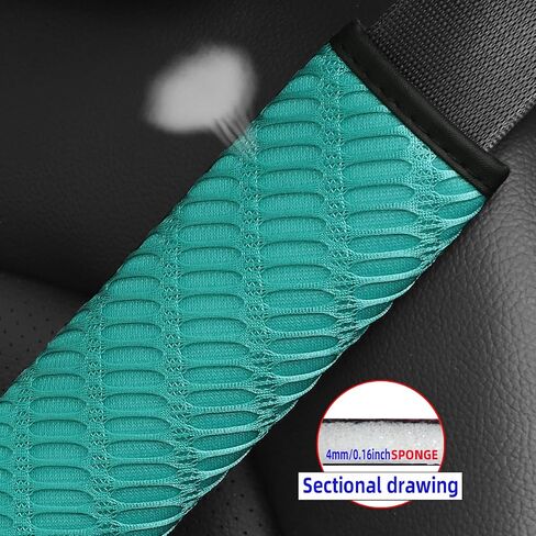 2PCS Car Seat Belt Covers, Breathable Comfortable Automotive Safe Strap Harness Pad Cushions, Mesh Vehicle Seatbelt Shoulder Neck Protectors, Universal for SUV, Truck, RV（Green） in Saudi Arabia