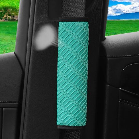 2PCS Car Seat Belt Covers, Breathable Comfortable Automotive Safe Strap Harness Pad Cushions, Mesh Vehicle Seatbelt Shoulder Neck Protectors, Universal for SUV, Truck, RV（Green） in Saudi Arabia
