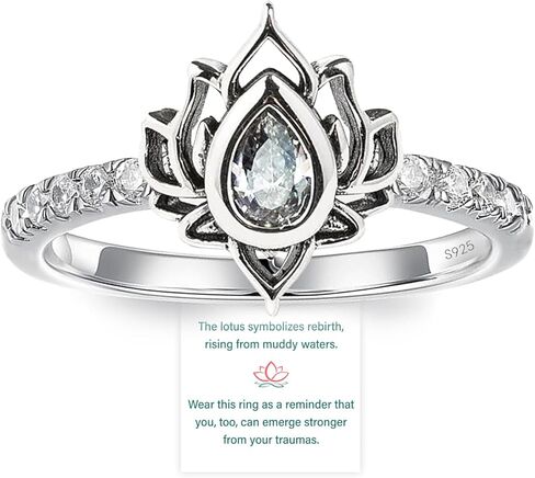 Fuck It And Begin Again Lotus Ring for Women, Lotus Flower High Polish Tarnish Resistant Zircon Inlaid Inspirational Rings, Healing Jewelry Gifts for Sisters Friends in Kuwait