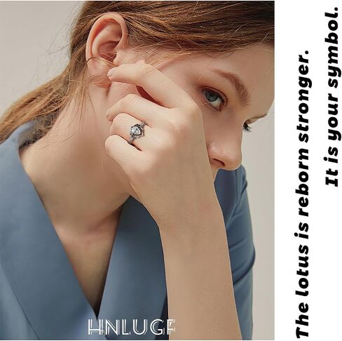 Fuck It And Begin Again Lotus Ring for Women, Lotus Flower High Polish Tarnish Resistant Zircon Inlaid Inspirational Rings, Healing Jewelry Gifts for Sisters Friends in Kuwait