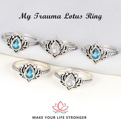 Fuck It And Begin Again Lotus Ring for Women, Lotus Flower High Polish Tarnish Resistant Zircon Inlaid Inspirational Rings, Healing Jewelry Gifts for Sisters Friends in Kuwait