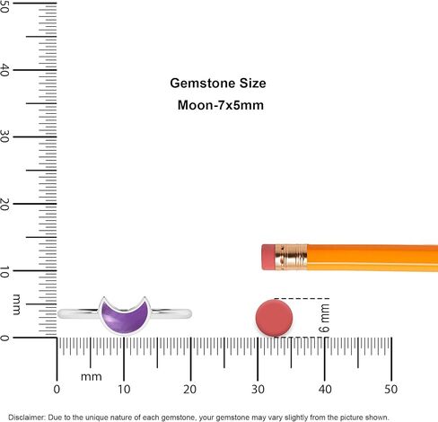 Moon Shape Natural Amethyst Stackable Ring for Women in Sterling Silver, February Birthstone Jewelry Gifts for Her Birthday, Christmas, Anniversary (Bezel Set) in Kuwait