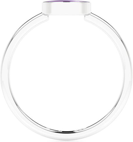 Moon Shape Natural Amethyst Stackable Ring for Women in Sterling Silver, February Birthstone Jewelry Gifts for Her Birthday, Christmas, Anniversary (Bezel Set) in Kuwait