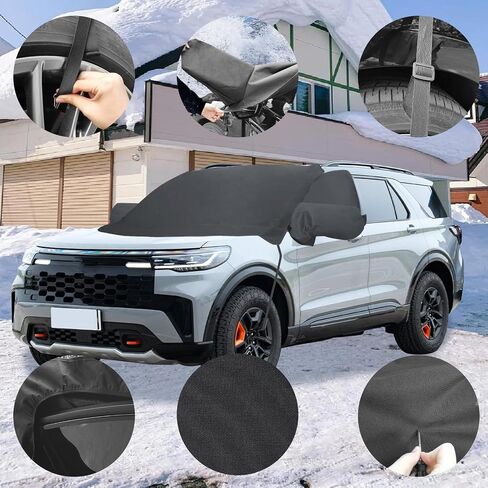 Car Snow Windshield Cover Compatible with Ford Explorer 2020-2024 600D Oxford Fabric Winter Outside Front Windshield Exterior Accessories Hail & Ice Protection with Side Mirror Covers in Saudi Arabia