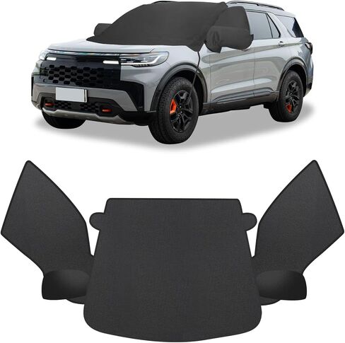 Car Snow Windshield Cover Compatible with Ford Explorer 2020-2024 600D Oxford Fabric Winter Outside Front Windshield Exterior Accessories Hail & Ice Protection with Side Mirror Covers in Saudi Arabia