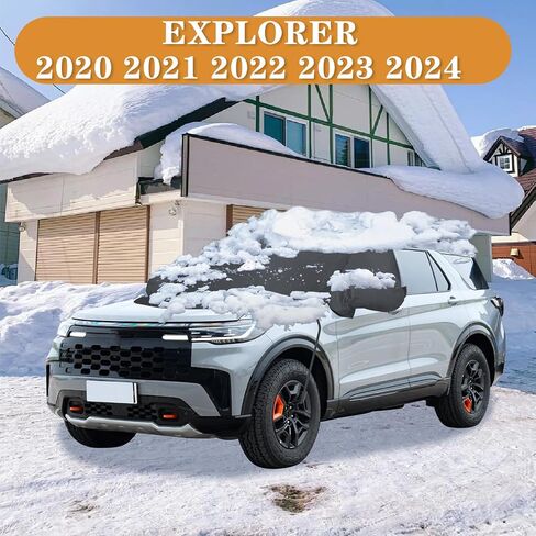Car Snow Windshield Cover Compatible with Ford Explorer 2020-2024 600D Oxford Fabric Winter Outside Front Windshield Exterior Accessories Hail & Ice Protection with Side Mirror Covers in Saudi Arabia