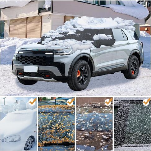 Car Snow Windshield Cover Compatible with Ford Explorer 2020-2024 600D Oxford Fabric Winter Outside Front Windshield Exterior Accessories Hail & Ice Protection with Side Mirror Covers in Saudi Arabia