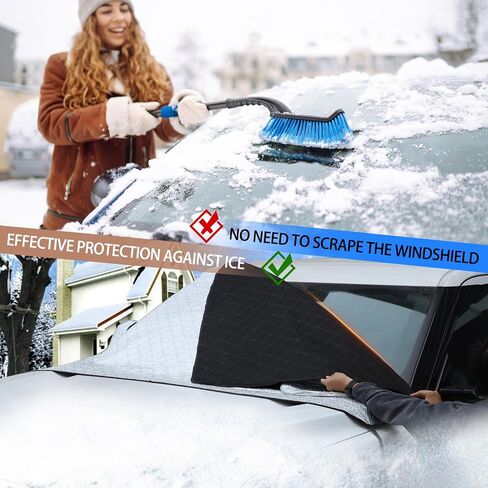 غطاء ثلجي للزجاج الأمامي مناسب لسيارة Toyota Tundra 2022-2023، غطاء الزجاج الأمامي الأمامي للثلج والثلج، غطاء جليدي للزجاج الأمامي يحمي من المطر والشمس والصقيع (أسود) in Saudi Arabia