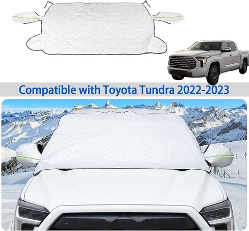 غطاء ثلجي للزجاج الأمامي مناسب لسيارة Toyota Tundra 2022-2023، غطاء الزجاج الأمامي الأمامي للثلج والثلج، غطاء جليدي للزجاج الأمامي يحمي من المطر والشمس والصقيع (أسود) in Saudi Arabia