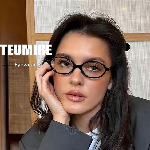 نظارات بيضاوية كلاسيكية للرجال والنساء بنمط التسعينيات، نظارات زرقاء فاتحة مانعة للضوء وهمية in Kuwait