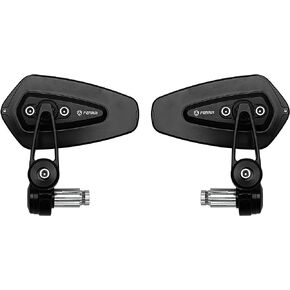 FENRIR CNC Aluminum Alloy Cafe Racer Black Motorcycle Bar End Mirrors Side Folding 22MM 7/8" inch Handlebar Mirror Universal Rear View For M6/M8 Standard Super Sport Naked Street Bike Scooter Minimoto