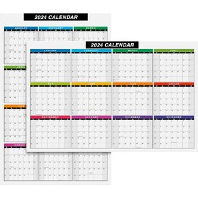 2024 Full Desk Calendar - 11" x 17" Large Size 12 Month Planner - 2 Sided Vertical/Horizontal Reversible - Printed on Thick and Durable 80lb Cover (216 GSM) Cardstock - Easy to Write On - 2 Per Pack