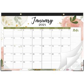 2024 Desk Calendar - Jan. 2024 to Dec. 2024, 17" x 12" Desk Calendar 2024, Desk Pad, Large Ruled Blocks, To-do List & Notes, 2 Corner Protectors
