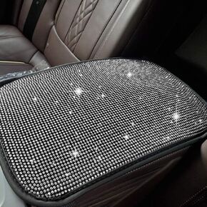 غطاء وحدة التحكم المركزية للسيارة من LEIWOOR مقاس 12.2 × 8.26 بوصة، غطاء مسند ذراع عالمي للسيارة من المخمل والألماس، واقي مسند ذراع وحدة التحكم المركزية (أبيض) in Kuwait