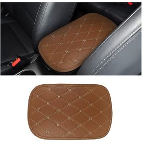 Auto Center Console Pad, PU Leather Car Armrest Seat Box Cover, Waterproof Center Console Box Cushion, Non Slip Soft Vehicle Armrest Protector, Car Accessories for SUV, Truck, Car (Coffee/Beige)
