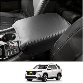 CDEFG 2023 2024 Pilot Center Console Cover for 2023 2024 Honda Pilot Armrest Cover Center Console Lid Pad Arm Rest Cushion Consola Central Cover para 2023 2024 Pilot Hybrid Accessories (Leather)