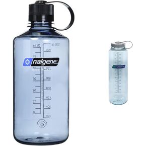 Nalgene Sustain Tritan BPA-Free Water Bottle Made with Material Derived from 50% Plastic Waste, 32 OZ, Narrow Mouth,Grey