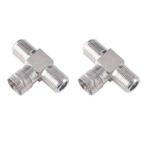 QDiShi 2 Pack Coaxial Cable Connector, TV Splitter 2 in 1 Out F Type RG6 Male to 2 F Female 3 Way Cable Splitter Coax T Connector Adapter for TV Cables, Satellite Receiver, VCR and Cable Modem 2