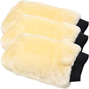 BENLIUDH Natural Wool Car Wash Mitt, Car Wash Mitt Scratch Free Chenille Wash Mitt 3 Pack