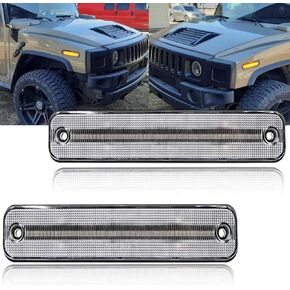 H2 SUT LED سقف الكابينة دخان عدسة ضوء أطقم ل 2003-2009 هامر H2 و 2005 و 2007-2009 هامر H2 SUT أعلى التخليص ماركر أضواء الأسود المدخن عدسة العنبر/الأحمر LED الجبهة الخلفية OEM استبدال مصابيح الهالوجين